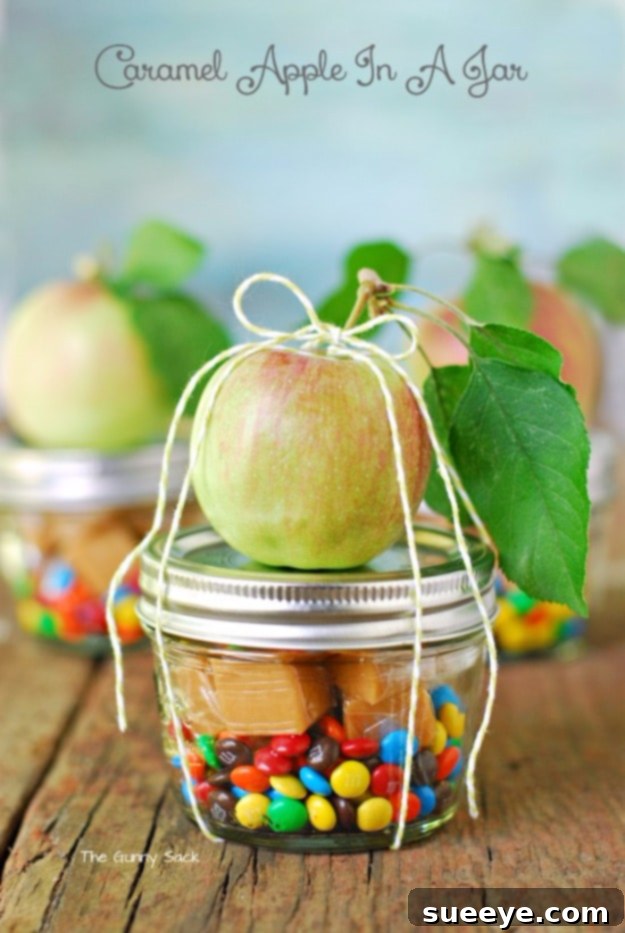 DIY Caramel Apple in a Jar Gift Delectable Caramel Apple in a Jar, a creative and appealing DIY dessert gift with all the components for a fun treat.