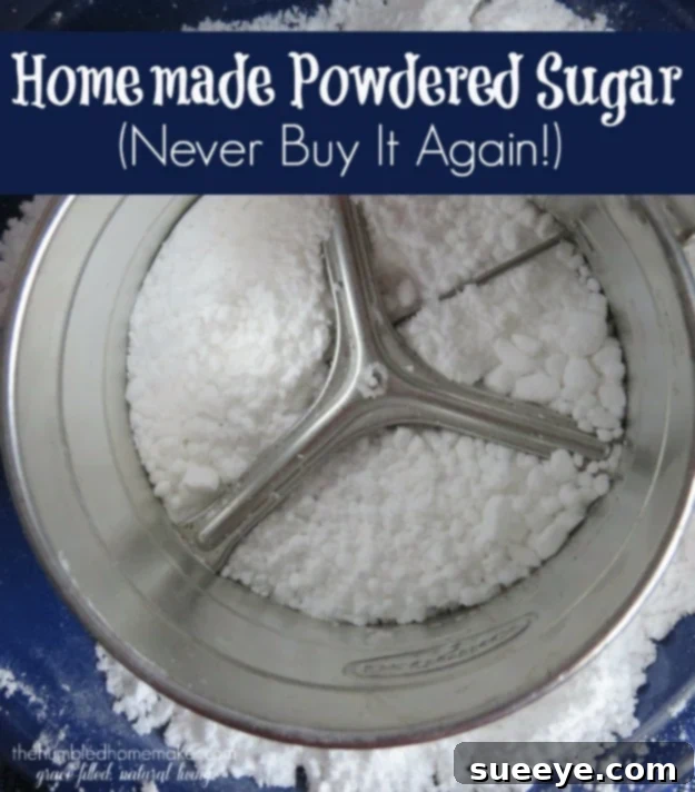 Recipe for making homemade powdered sugar from granulated sugar