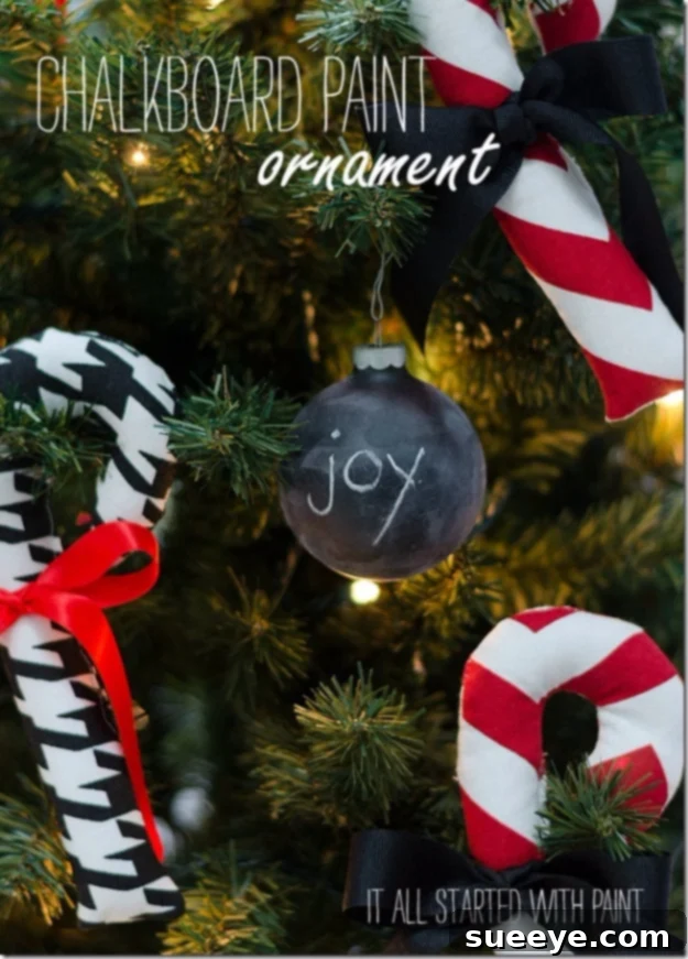 Customizable chalkboard paint ornament with handwritten messages