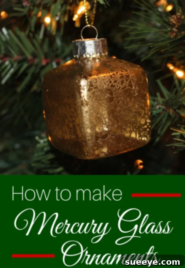 DIY mercury glass ornament with a vintage, reflective finish
