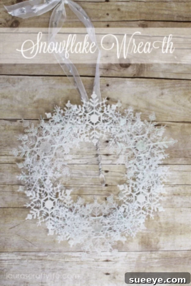 Best DIY Snowflake Decorations, Ornaments and Crafts - Snowflake Wreath - Paper Crafts with Snowflakes, Pipe Cleaner Projects, Mason Jars and Dollar Store Ideas - Easy DIY Ideas to Decorate for Winter#winter #crafts #diy