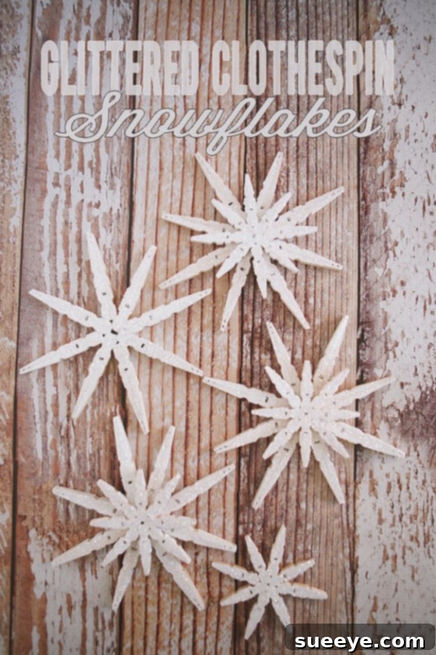 Best DIY Snowflake Decorations, Ornaments and Crafts - Glittered Clothespin Snowflakes - Paper Crafts with Snowflakes, Pipe Cleaner Projects, Mason Jars and Dollar Store Ideas - Easy DIY Ideas to Decorate for Winter#winter #crafts #diy Best DIY Snowflake Decorations, Ornaments and Crafts - Glittered Clothespin Snowflakes - Paper Crafts with Snowflakes, Pipe Cleaner Projects, Mason Jars and Dollar Store Ideas - Easy DIY Ideas to Decorate for Winter#winter #crafts #diy
