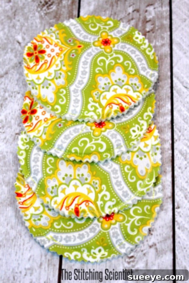 Easy Reversible Drink Coaster - Quick Sewing Project Reversible fabric drink coasters protecting surfaces with style