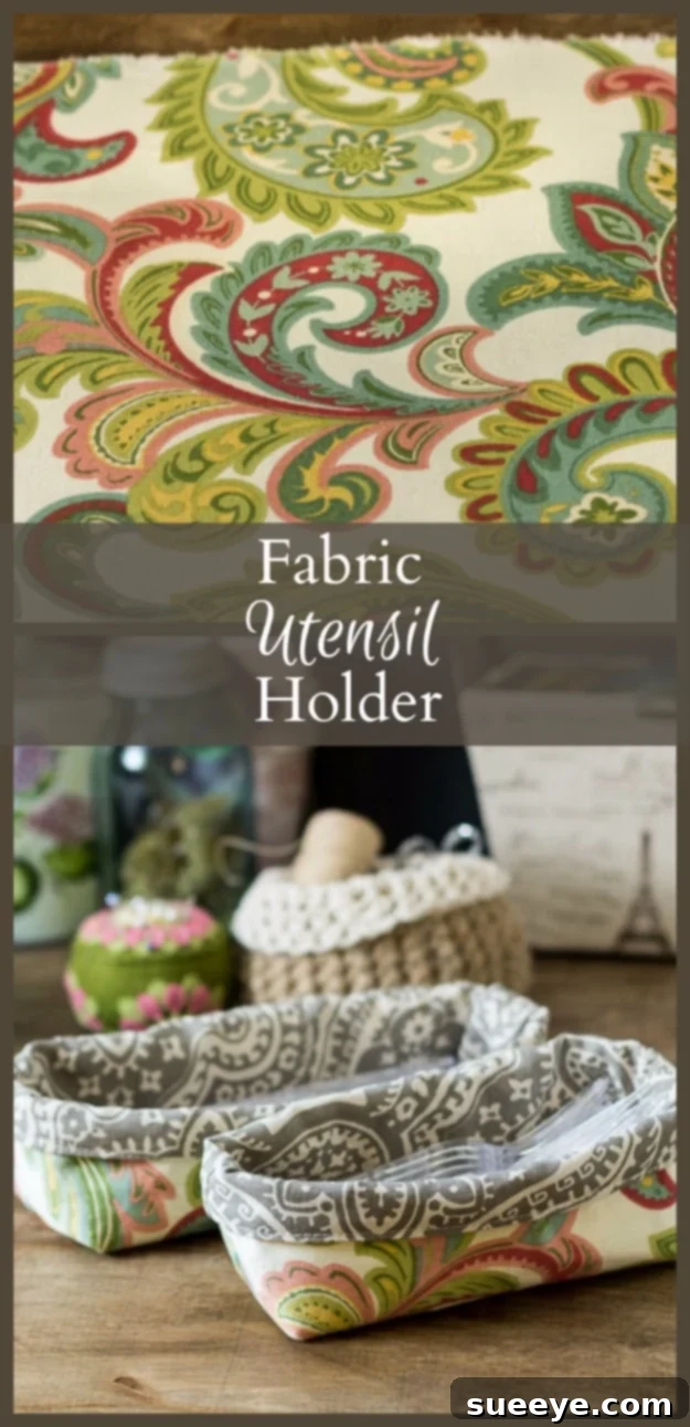 Fabric Utensil Holder - Kitchen Organization Sewing Project Practical fabric utensil holder for organized kitchen counters