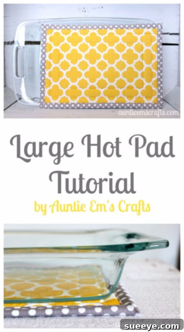Large Hot Pad Tutorial - Sewing Project for Big Dishes Generous size DIY hot pad for protecting tables from large dishes