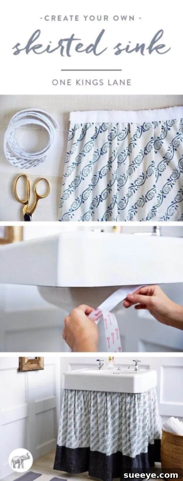 Skirted Sink - Rustic Kitchen Decor Sewing Project Charming skirted sink cover to hide storage and enhance decor