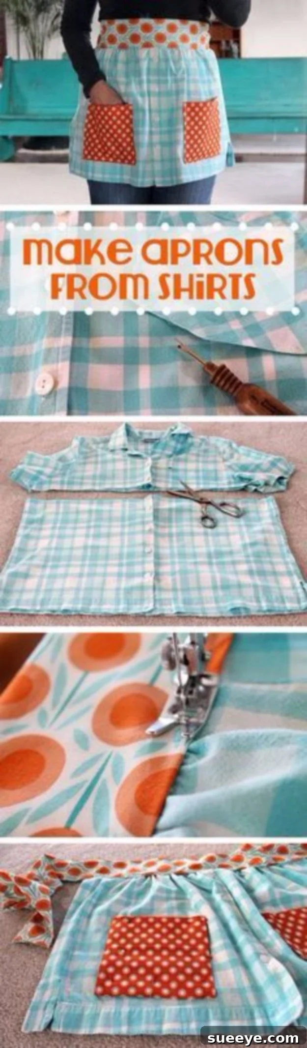 Aprons From Shirts - Upcycling Sewing Project Creative aprons made from repurposed old shirts