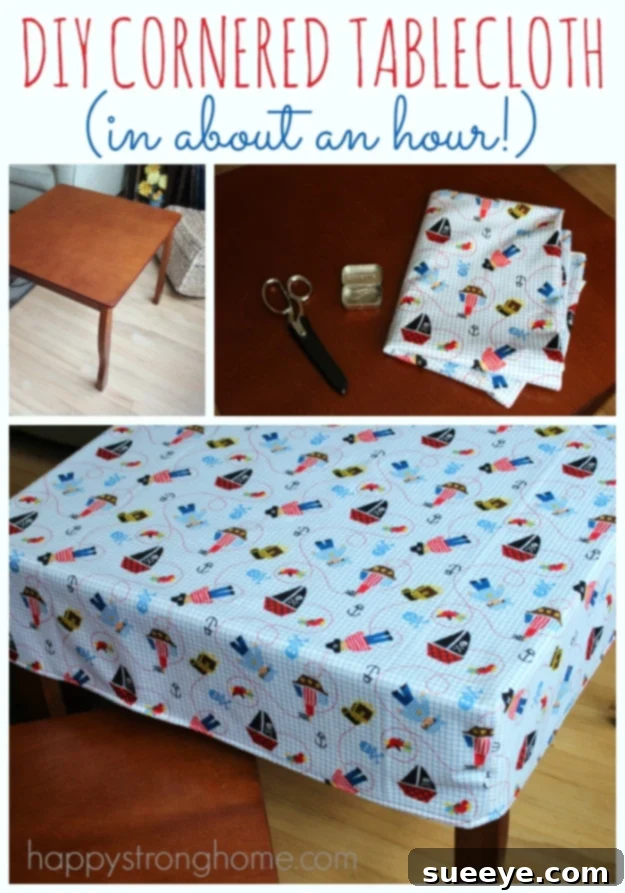 DIY Cornered Table Cloth - Tailored Dining Room Sewing Project Elegant DIY cornered tablecloth with a tailored fit
