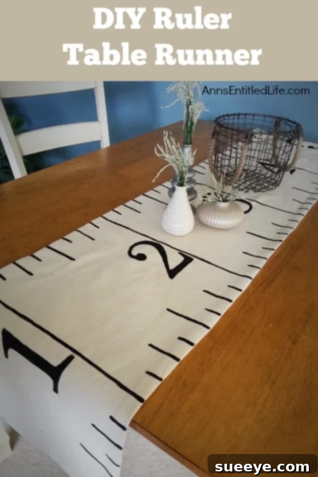 DIY Ruler Table Runner - Creative Kitchen Table Sewing Project Unique DIY ruler-themed table runner for kitchen decor