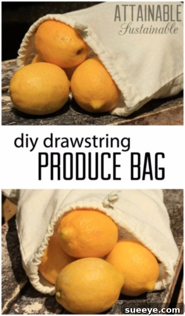 DIY Drawstring Produce Bag - Eco-Friendly Sewing Project Reusable DIY drawstring produce bags for eco-friendly shopping
