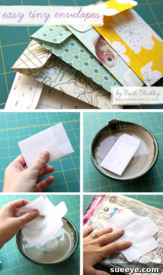DIY Easy Tiny Envelopes from Leftover Wrapping Paper Small, decorative envelopes crafted from patterned wrapping paper, perfect for gift tags or tiny notes.