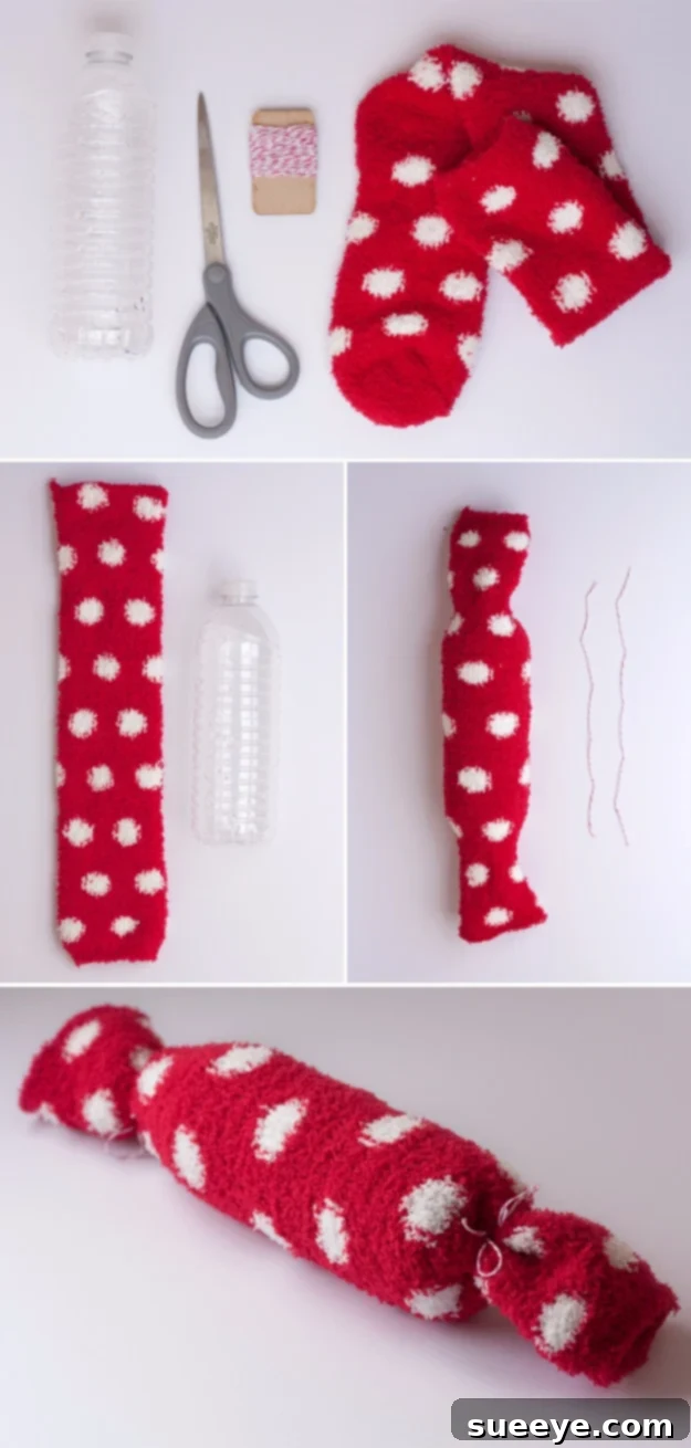 Easy DIY Water Bottle Dog Toy - Prevent Destructive Chewing DIY dog toy made from a water bottle inside an old sock, for a crinkly chewing experience.