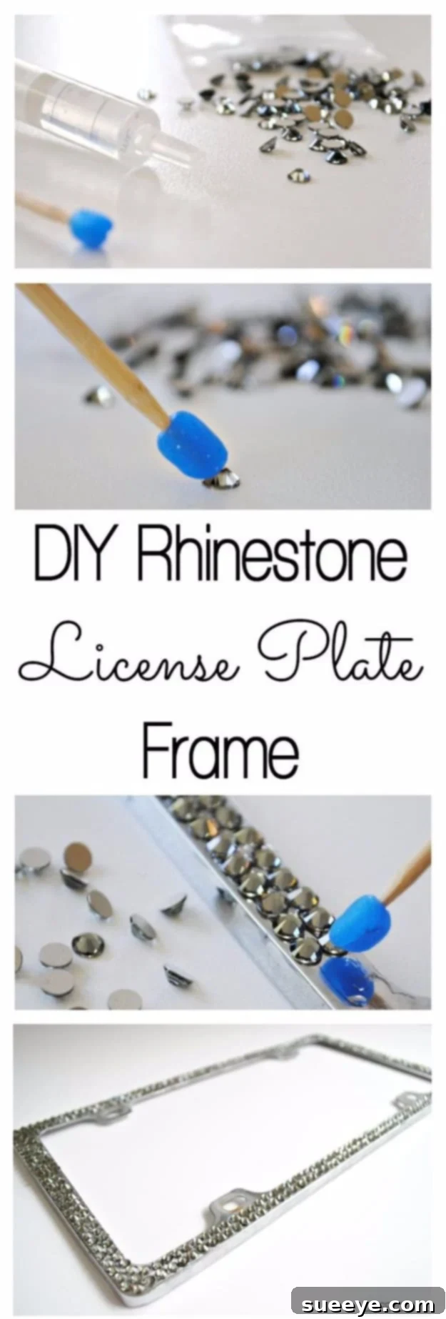 Sparkling DIY Rhinestone License Plate Frame