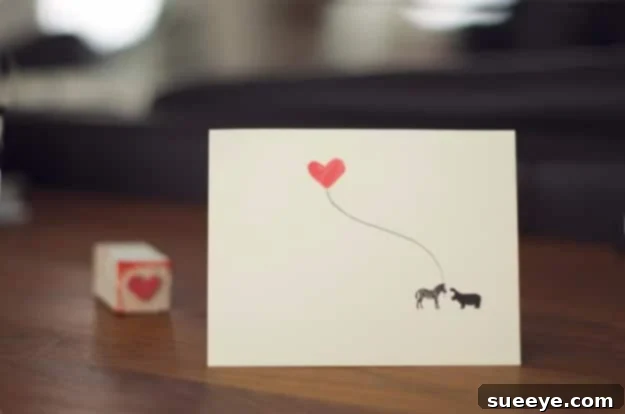 DIY Valentine Stamps: Custom & Creative Card Elements Handmade DIY Valentine Stamps Card with Unique Impressions