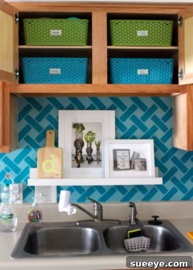 Small Upper Cabinet Storage Organized small upper kitchen cabinet with tiered storage solutions.