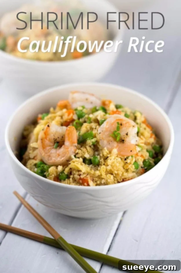 Shrimp Fried Cauliflower Rice - Healthy & Customizable Shrimp Fried Cauliflower Rice Bowl - low-carb and healthy takeout alternative