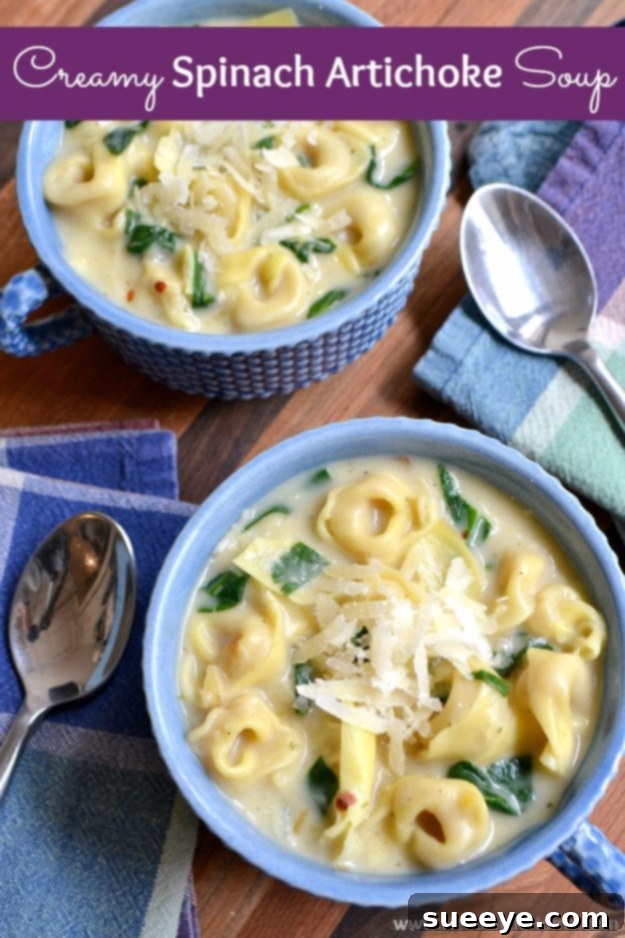 Creamy Spinach Artichoke Soup - Delicious & Healthy Creamy Spinach Artichoke Soup - healthy and comforting vegetarian meal