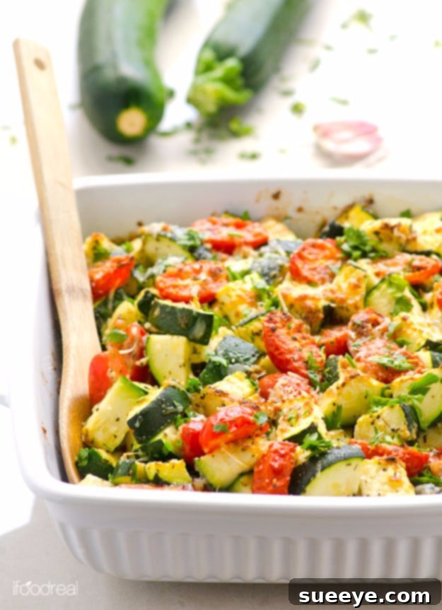 Zucchini & Tomato Bake - Simple & Fresh Garlic Parmesan Zucchini and Tomato Bake - healthy vegetarian side dish