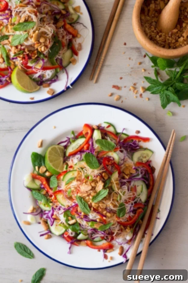 Asian Vermicelli Salad - Vegan & Fresh Asian Vermicelli Salad With Peanuts - refreshing vegan and gluten-free meal