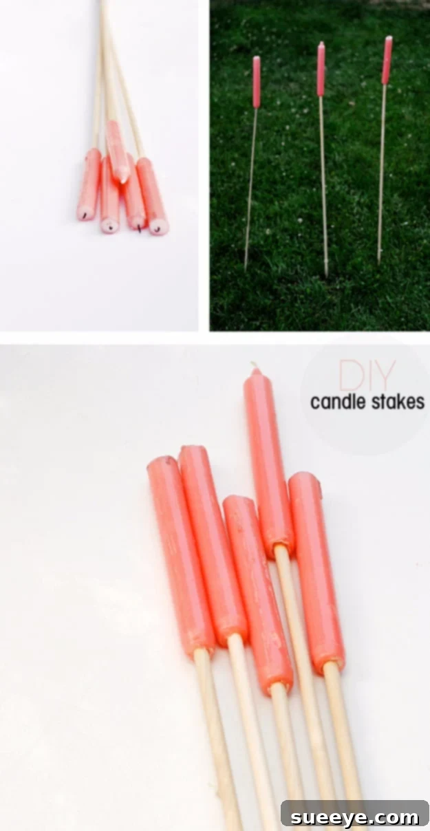 Outdoor Candle Stakes - DIY Lighting DIY outdoor candle stakes with citronella oil for backyard lighting and mosquito repellent