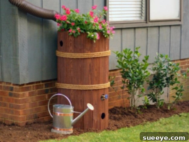 DIY Rain Barrel - Water Conservation Homemade DIY rain barrel for collecting rainwater for garden irrigation