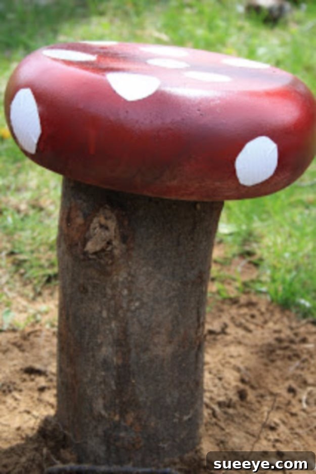 Cute Toadstools - Garden Whimsy Adorable DIY toadstools adding whimsical charm to a backyard garden