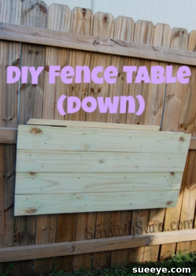 DIY Fence Table - Small Space Solution Space-saving DIY fence table for drinks and small items on a patio