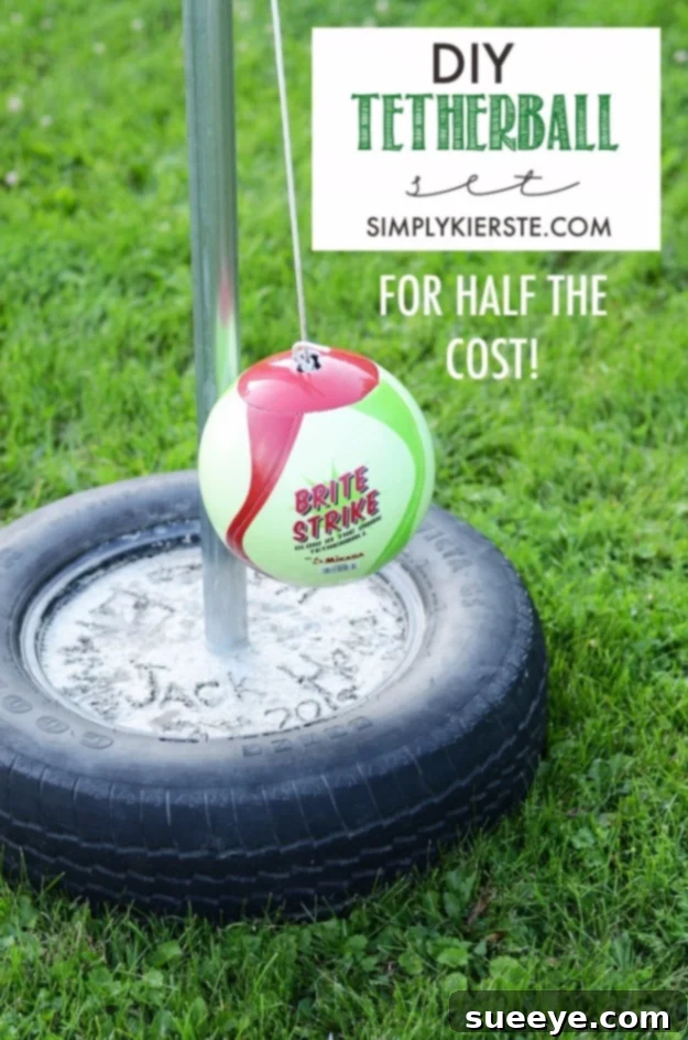 DIY Tetherball Set - Backyard Games Homemade DIY tetherball set for backyard games and family fun