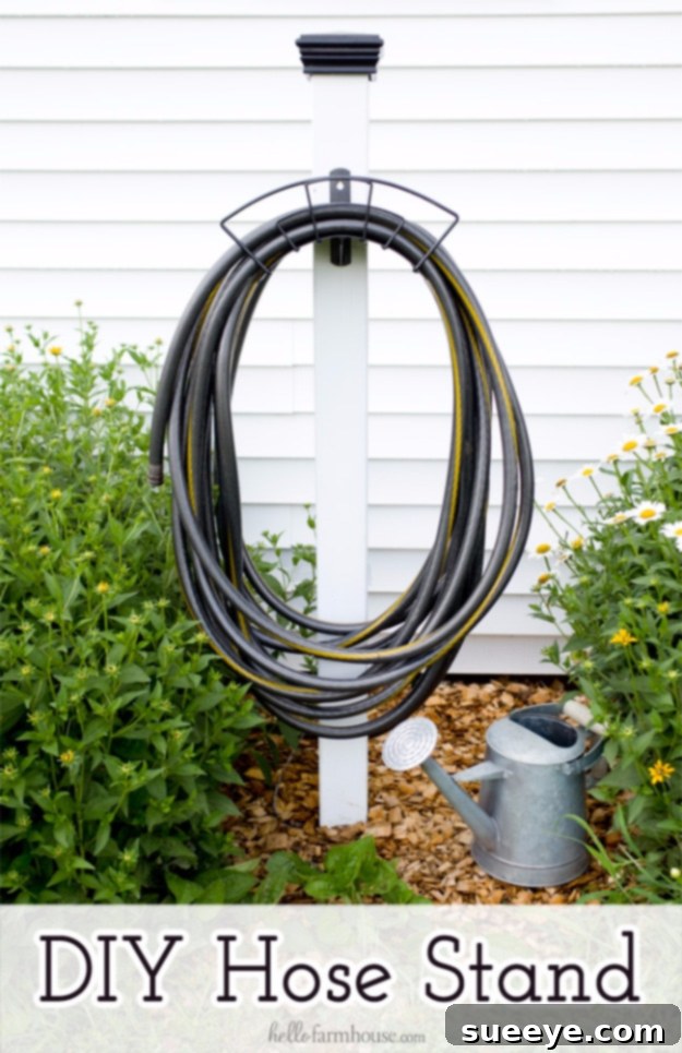 DIY Hose Stand - Backyard Organization DIY wooden hose stand for garden organization and aesthetic appeal