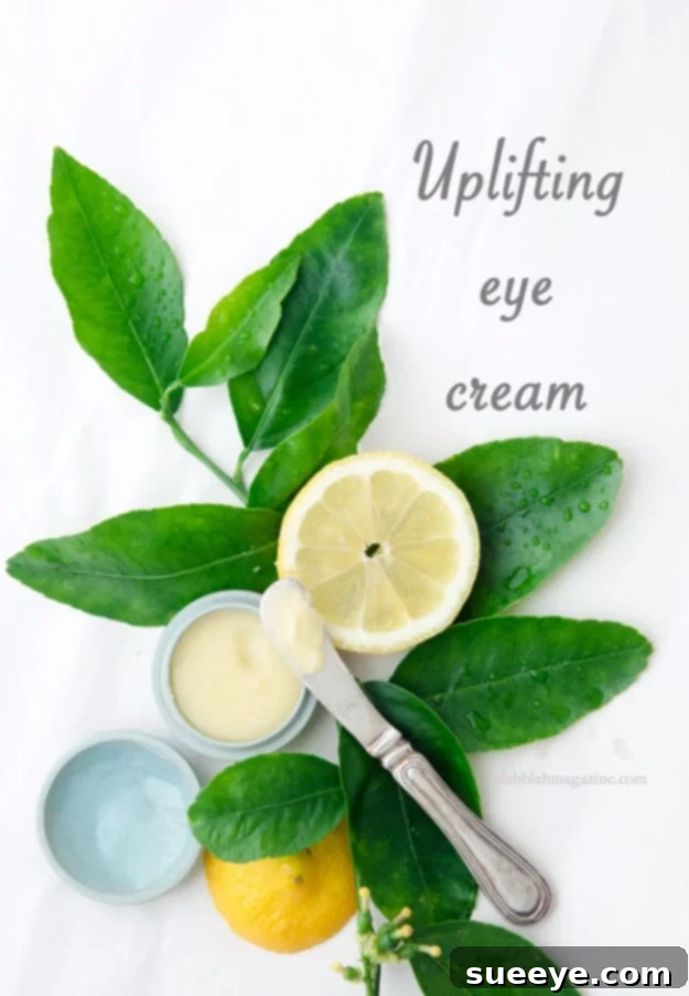 DIY Uplifting Eye Cream Recipe Homemade Uplifting Eye Cream in a small glass jar