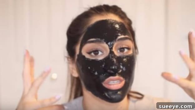 Homemade Face Charcoal Mask DIY Face Charcoal Mask applied to skin