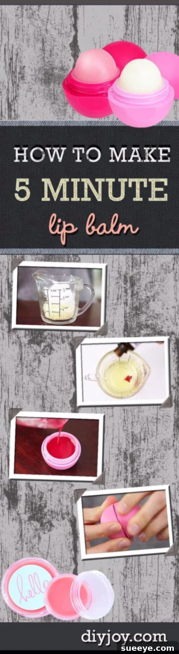 DIY Lip Balm Recipe Homemade Lip Balm in various small containers