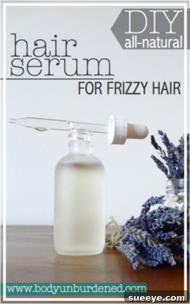 Homemade Frizz Control Hair Serum DIY All-Natural Hair Serum in a dropper bottle