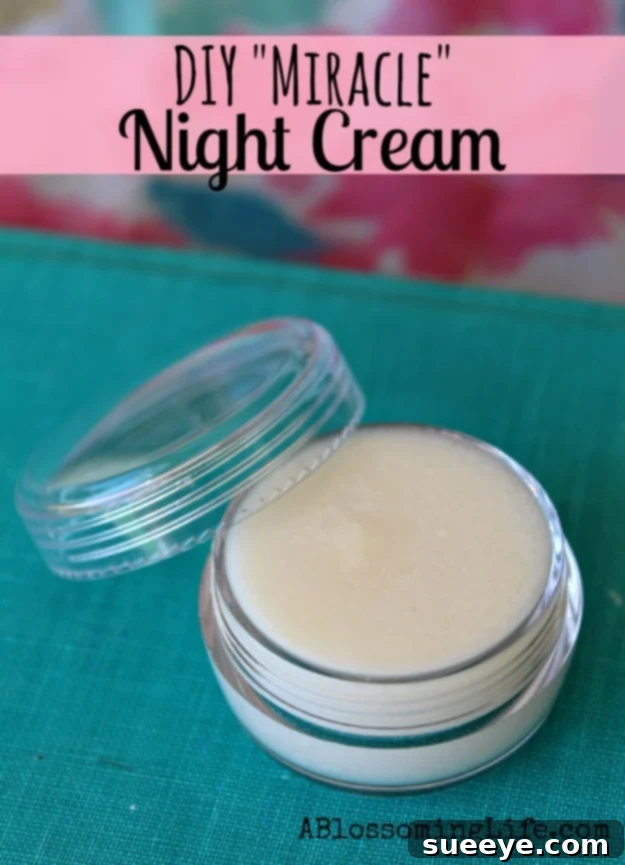 Homemade Miracle Night Cream DIY Miracle Night Cream in a glass jar