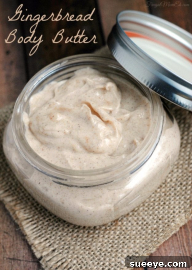 Homemade Gingerbread Body Butter DIY Gingerbread Body Butter in a jar with gingerbread cookies