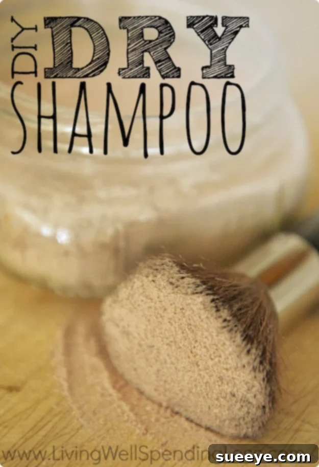 Homemade Dry Shampoo Recipe DIY Dry Shampoo powder and application brush