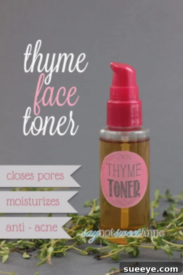 DIY Thyme Toner for Acne Acne Fighting Thyme Toner with fresh thyme sprigs