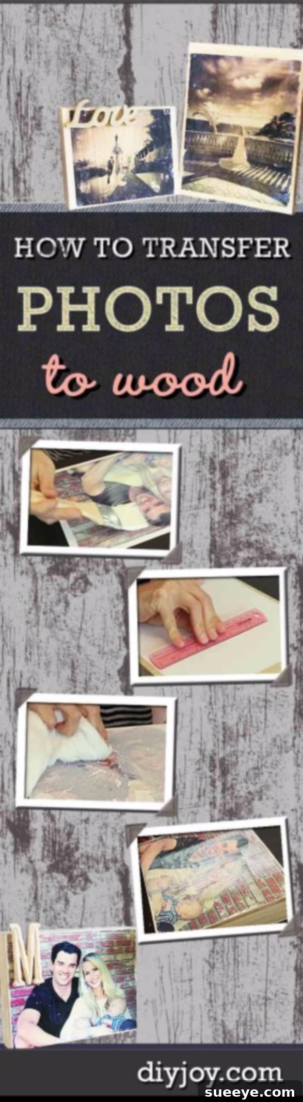DIY Photo Wood Transfer: Creating vintage-style photo art on wood Rustic DIY Photo Wood Transfer art piece on a wooden plank