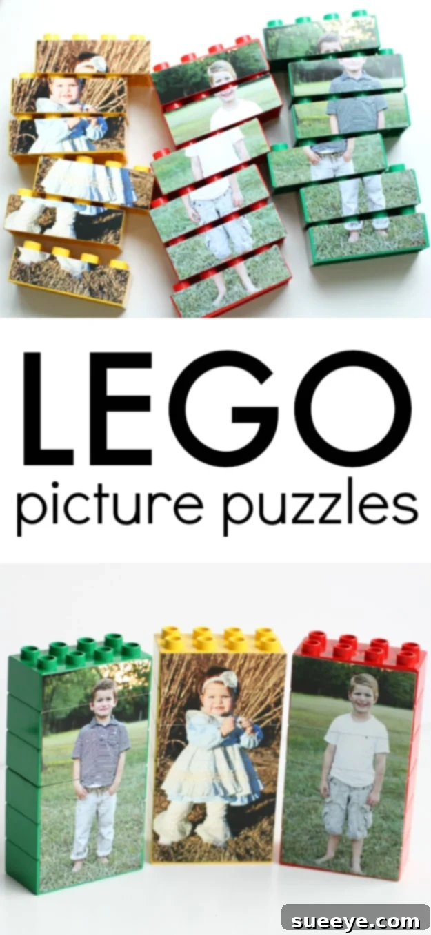 LEGO Picture Puzzles: Interactive and fun photo crafts for kids Colorful LEGO Picture Puzzles assembled with family photos
