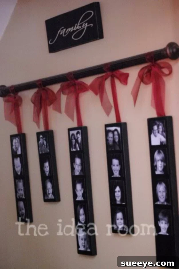 Family Pictures Wall Hanging: A cohesive display of cherished memories Heartwarming Family Pictures Wall Hanging displaying multiple generations