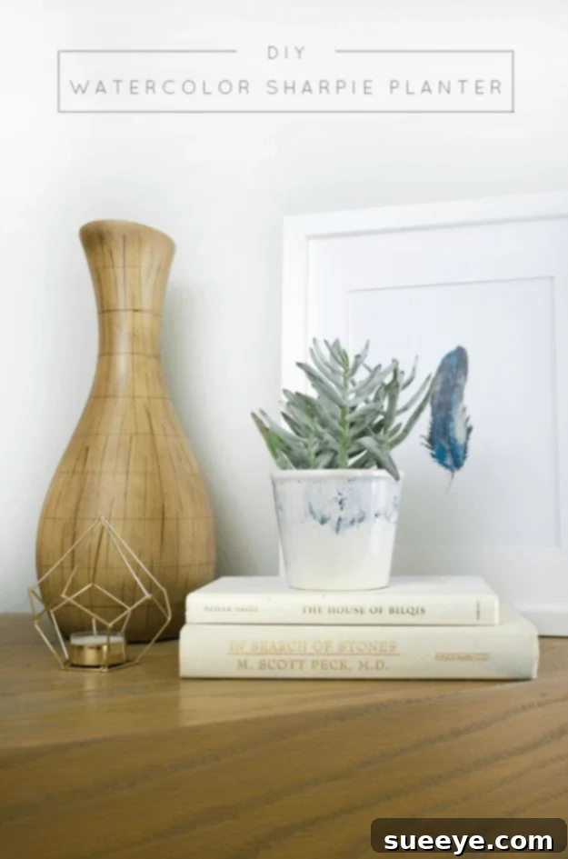 DIY Watercolor Sharpie Planter