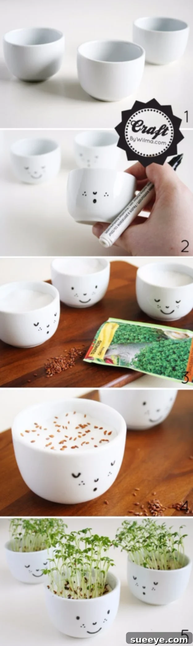 DIY Cress Cups with Sharpie faces