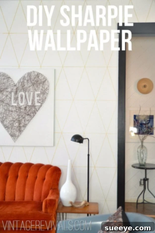 DIY Sharpie Wallpaper accent wall