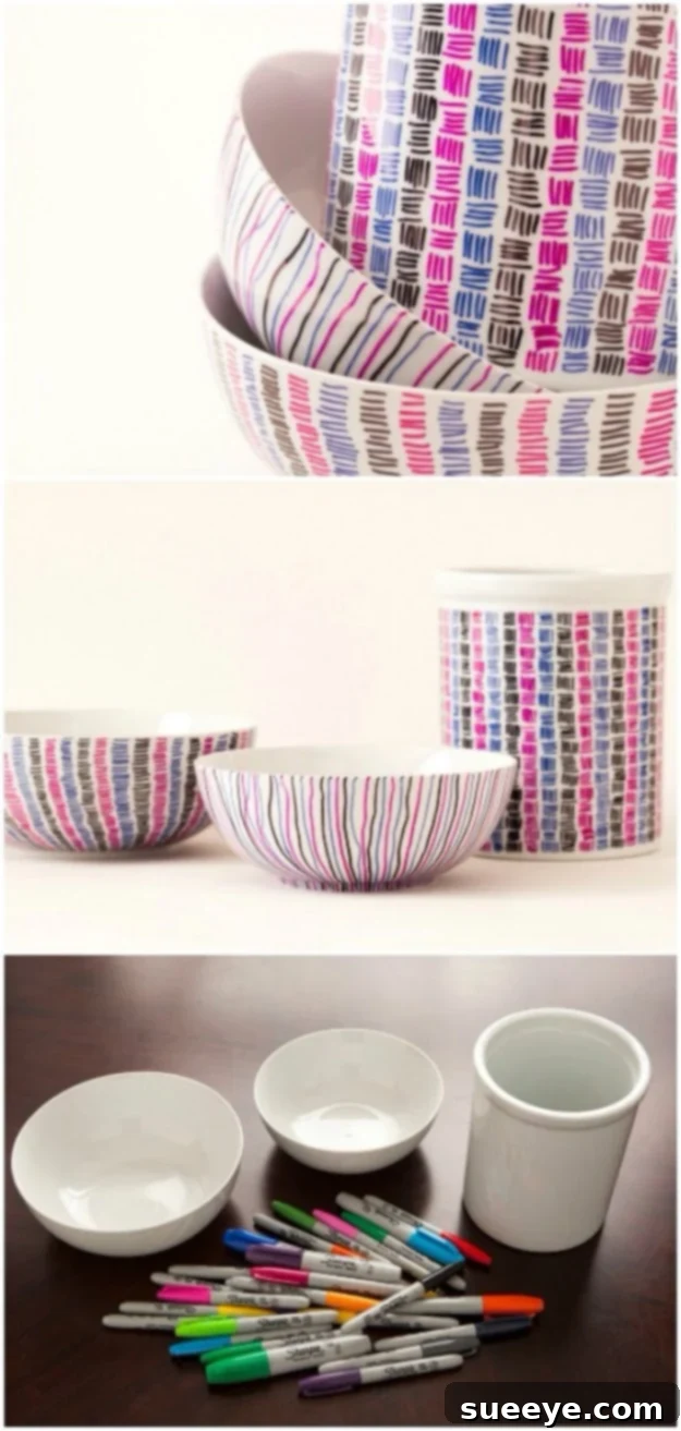 Sharpie Patterned Ceramic dishes