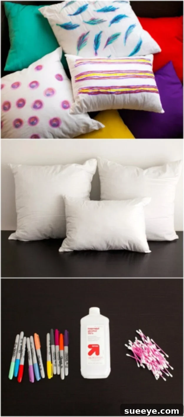 DIY Sharpie Watercolor Throw Pillows