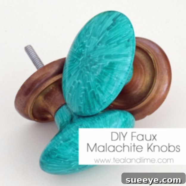 DIY Faux Malachite Knobs with Sharpies