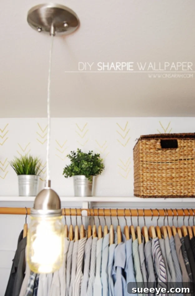 Easy DIY Sharpie Wallpaper for small spaces