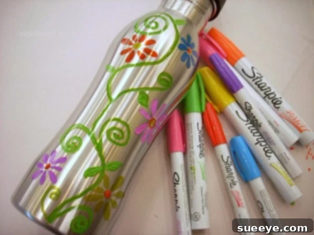Stainless Steel Bottle with Sharpie Paint designs