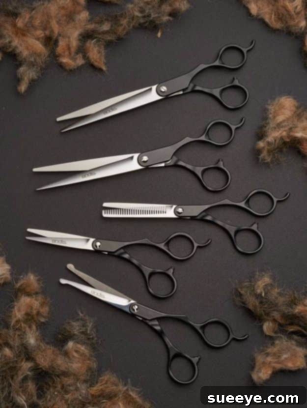 DIY Dog Grooming: Understanding Your Grooming Tools Various dog grooming tools displayed, illustrating essential equipment for at-home pet care and DIY grooming.