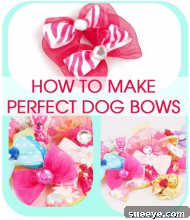 DIY Dog Grooming: Crafting Perfect Dog Bows Adorable homemade dog bows, showing a cost-effective and personal way to accessorize your pet's fur.